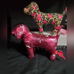 LOT OF 2 VICTORIA SECRET "PINK" PLUSH FABRIC DOGS.